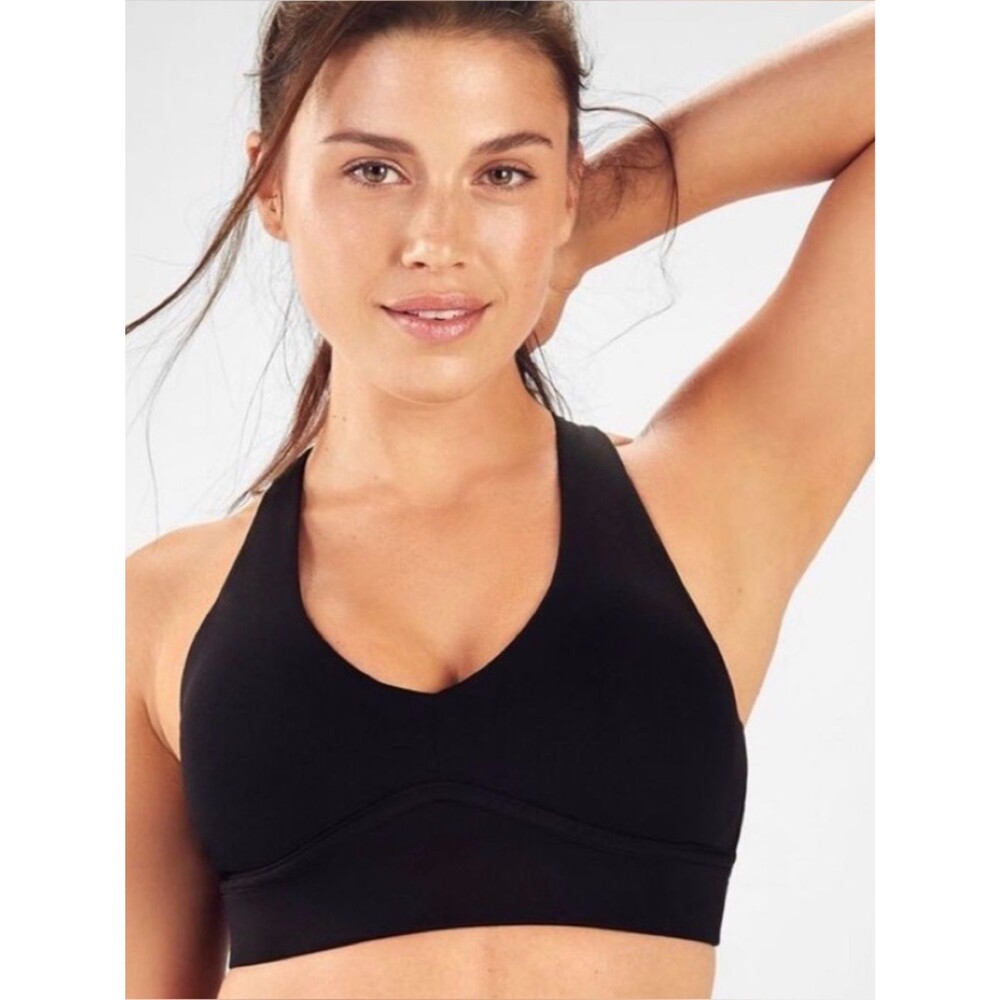 Fabletics Black V-Neck Halter Sports Bra